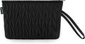 Gloppie Black Makeup Bag Small Cosmetic Bag for Purse Puffy Padded Makeup Pouch Wristlet Pouch Teacher Gifts for Women