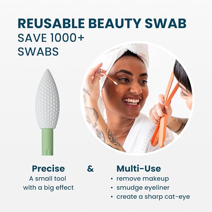 LastSwab® Reusable Cotton Swabs for Gentle and Eco-Friendly Beauty Routines - The Sustainable Alternative to Single-Use Q Tips - Zero Waste & Easy to Clean - Comes with a Convenient Travel Case Holder