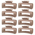 TOCESS Hair Claw Clips for Women - 8PK Large Neutral Matte Square Jumbo Hair Clips for Thick, Thin, Long, Short, Curly Hair Girls, Big Jaw Clip Set for Daily Use (Camel Khaki)