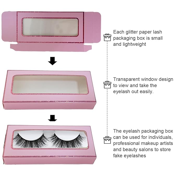 40 Pieces Lash Packing Empty Eyelashes Packaging Box and False Lash Trays, 20 Pieces Empty Eyelash Boxes Lash Box Packaging Empty with 20 Pieces Empty Eyelash Tray (Pink)