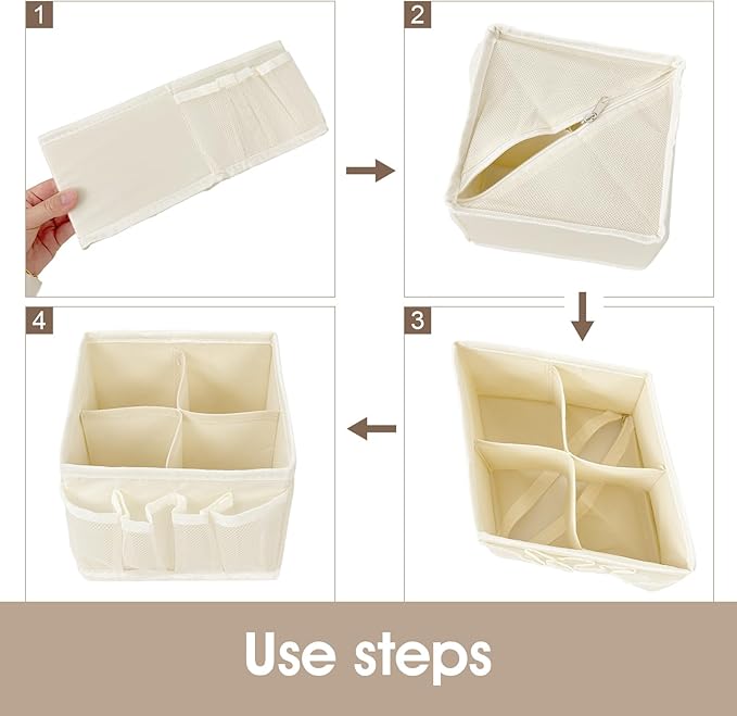 VERONLY Cosmetic Storage Bins Makeup Organizer, Adjustable Multifunction Storage Box Desk Drawer Divider for Makeup Brushes, Bathroom Countertop or Dresser, Set of 4