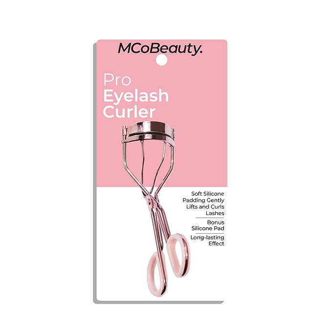 MCoBeauty - Pro Eyelash Curler - Rose Gold Wide-Eyed Curl and Lift Tool for Long-Lasting, Gentle Lash Definition - Premium Silicone Pad, Precision Molded Fit