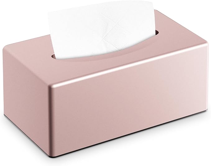 Tissue Box Cover, Rectangular Facial Tissue Holder with Bottom, Decorative Storage Box for Bathroom Vanity, Toilet Tank, Car, Dressers, Night Stand, Rv, Parlors and Offices - Pink