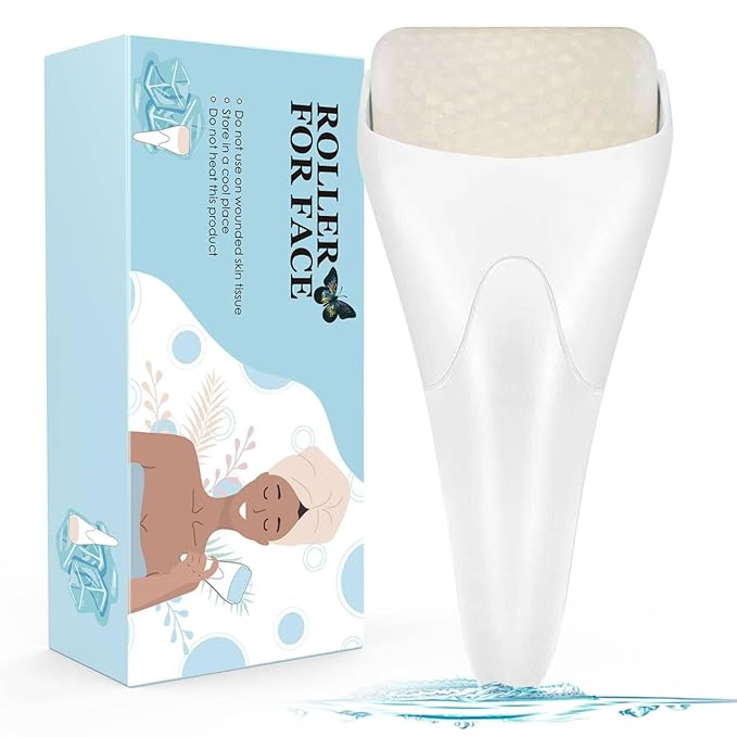 Ice Roller for Face,Eyes,Women Gifts Idea,Therapeutic Cooling to Tighten Brighten Complexion and Reduce Wrinkles,Massager Under Eye Puffiness,Migraine and Pain Relidf (White)