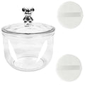 3 Pcs Body Face Plastic Powder Puff and Container Dish with 3.15 inch Fluffy Soft Large Powder Puff for Women(Bear Shape)