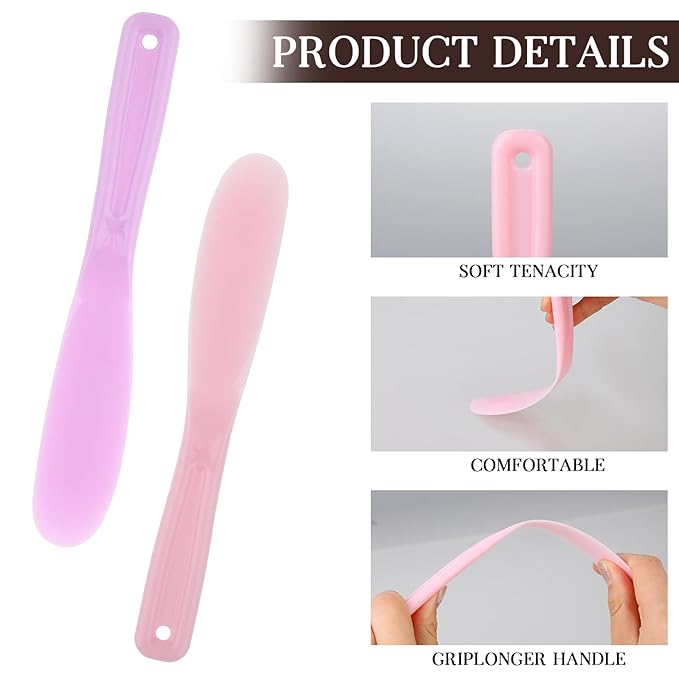 6Pcs Large Makeup Scoops Spatulas Plastic Cosmetic Spatula Face Mask Spoon Stick Applicator Beauty Spa Facial Skin Care Tools for DIY Cream Lotions Moisturizers Mixing and Sampling
