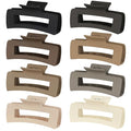 8 Pcs Large Hair Claw Clips, 4.1 Inch Non-slip Big Square Matte Hair Claws for Women, Strong Hold Banana Clip for Thick Thin Hair(Coffee)
