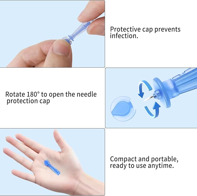 50 Pack Disposable Blackhead Remover Needles & Pimple Popper Tool Kit - Professional Acne Extractor Lancets for Whitehead, Comedone, Blemish Removal - Sterile Acne Needles with Case