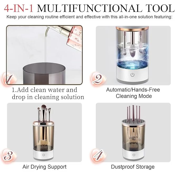 Makeup Brush Cleaner,Electric Makeup Brush Cleaner Machine for Deep Cleaning,Automatic Spinning Cosmetic Brush Cleaner for All Size Makeup Brush