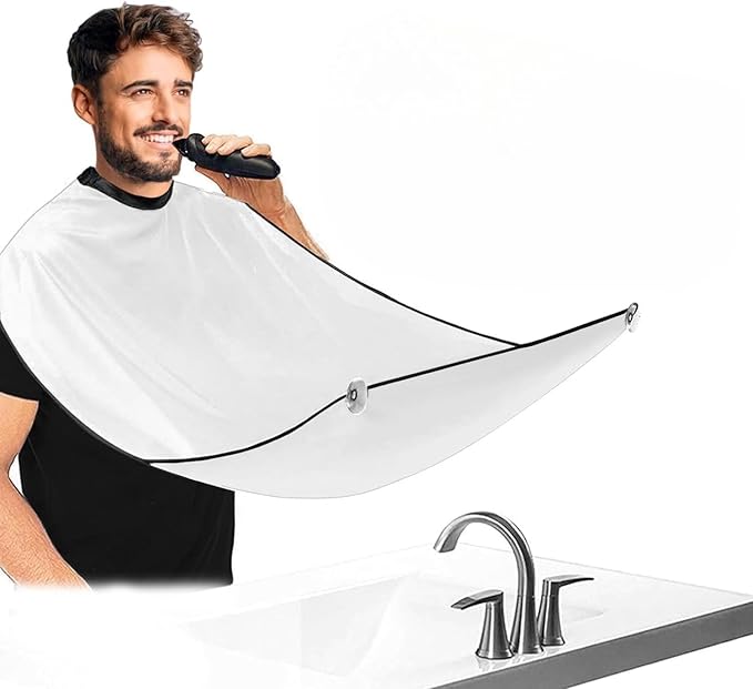 Beard Bib Apron, Beard Catcher with Suction Cups - Best Gifts for Him Men Dad Father Husband, Beard Trimmer Catcher