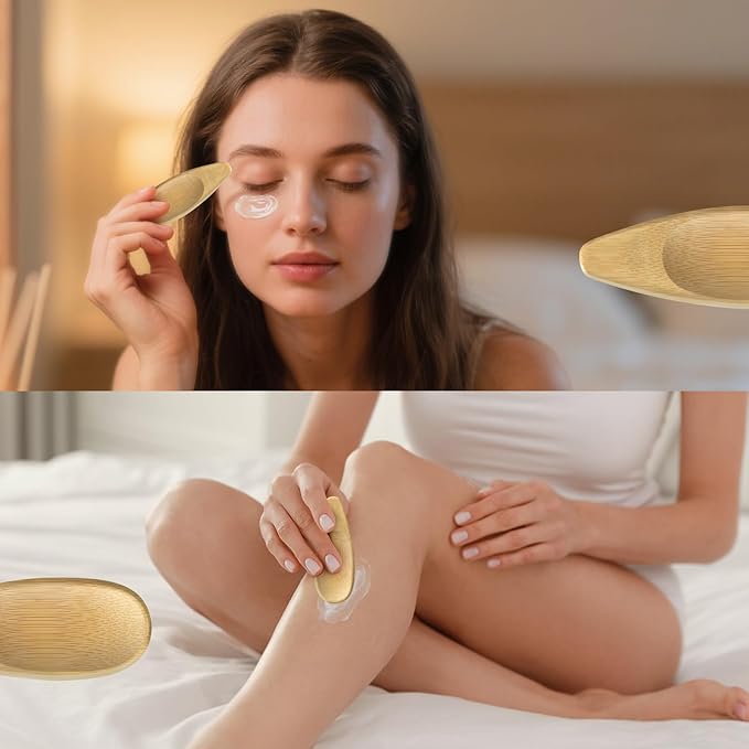 2pcs Deodorant Cream Applicators, Multi-Functional Bamboo Scoop for Natural Deodorant, Skincare Cream, Face Mask - Smooth Surface, Double Head Design, Reusable & Eco-Friendly