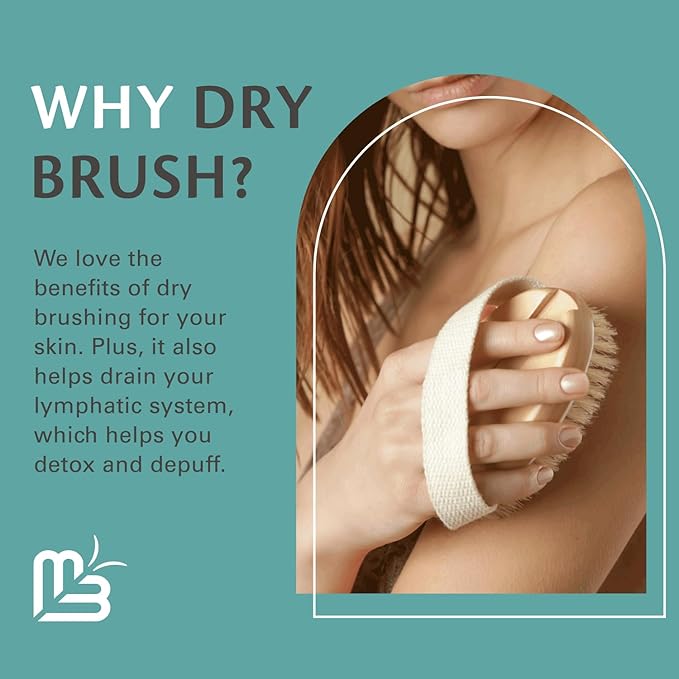 Firm Dry Brush & Shower Brush for Body - Handheld Back Scrubber Body Brush Exfoliator & Dead Skin Remover for Body Firm & Tighten Skin Improve Circulation for Men & Women by M3