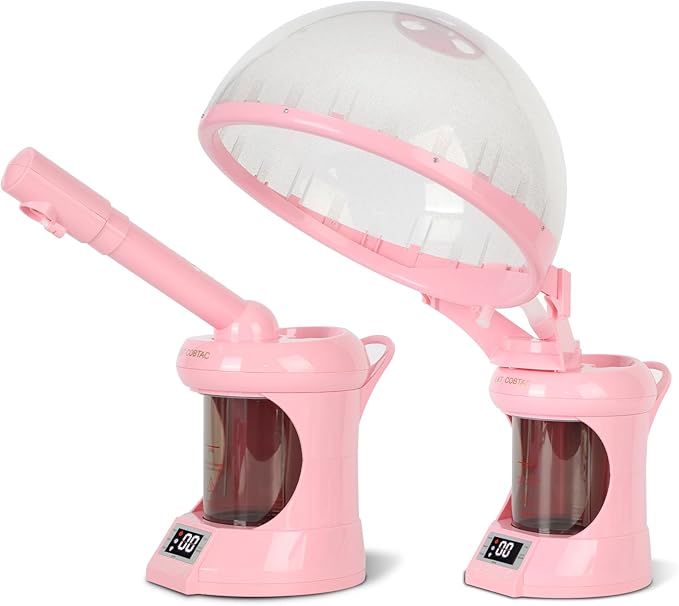 2-in-1 Hair and Facial Steamer with Extendable Arm,Face Steamer for Deep Cleaning,Hair Steamer Humidifier for Deep Conditioning,Tabletop Steamer for Personal Care Use at Home