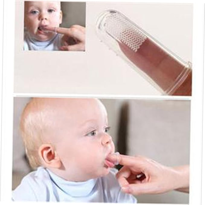 2pcs Finger Toothbrush Oral for Teething Relief Gentle Gum Cleaning Tool for Boy Girl Transparent for Teeth
