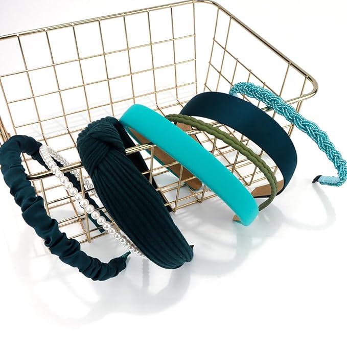 AHONEY 7 Pack Green Headbands for Women Christmas Headbands Trendy Non Slip Hairbands Cute Hair Accessories Multi-style Headband Pack