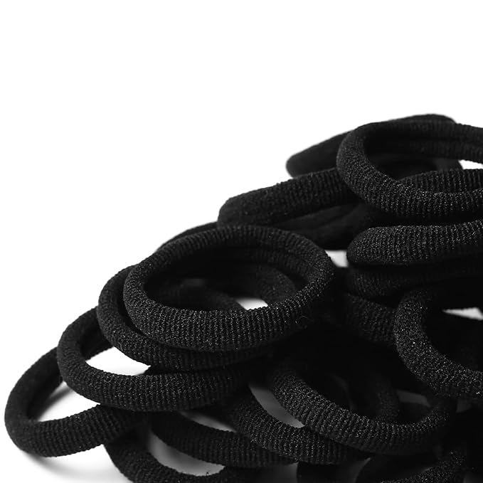 WANBY Hair Ties Mini Seamless Black Hair Bands Soft Elastics Ponytail Holders Hair Ties (200 Pcs)