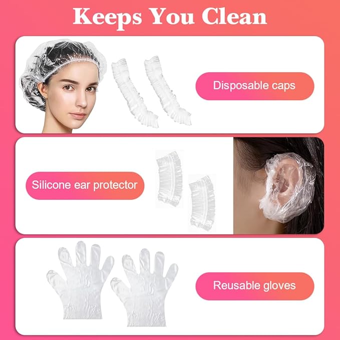 Hair Dye Color Brush and Bowl Set, Color Bowl Brushes Tool Mixing Bowl Kit Tint Comb for Hair Tint Dying Coloring Applicator (Pinky&Clear)