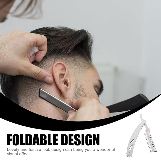 Straight Razors For Men, Stainless Steel Barber Razors Straight Single Edge Razor Kit Beard Shaping Tool Mens Barber Razors for Shaving
