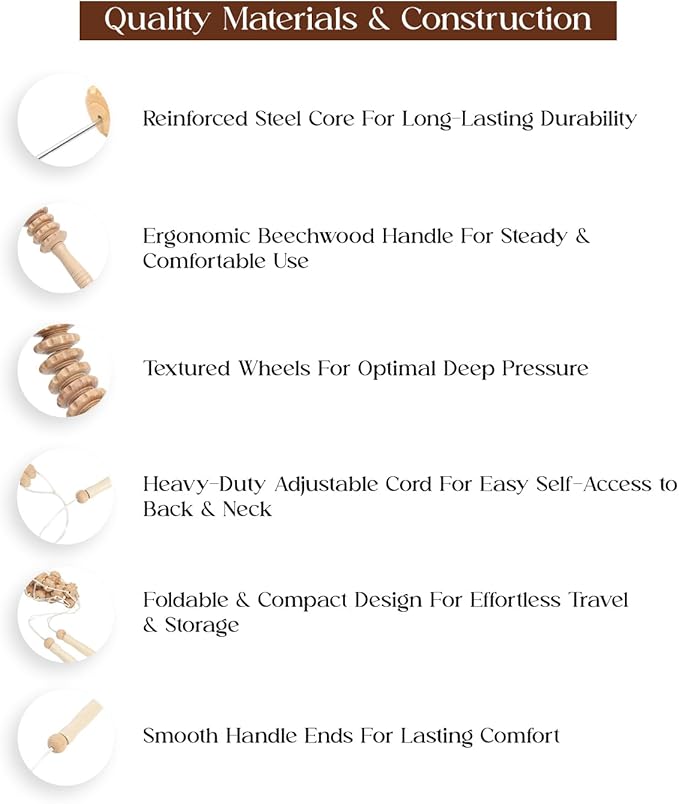 Mr.Woodware Wood Therapy Massage Tools - 2 Pcs Wooden Lymphatic Drainage Curved Roller Stick & Back Massager with Rope Massage Kit - Wood Massage Tools for Body Shaping, Sculpting, Maderoterapia