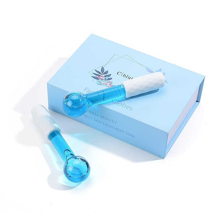 ICE Globes Small Balls for Eyes, 2 PCS Blue Facial Globes for Massage Tool, Facial Roller Cold Skin Massagers, Tighten Skin, Reduce Puffiness and Dark Circles, Enhance Circulation