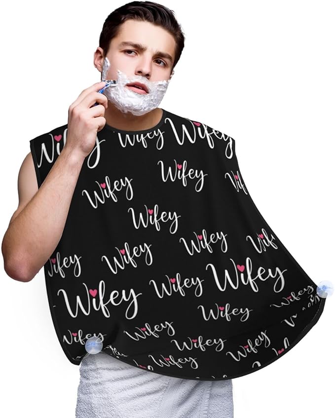 Professional Beard Bib, Non-Stick Hair Catcher Apron Waterproof, Shaving Grooming Essential for Men Dad, Love Heart Bride Wifey Shave Bib