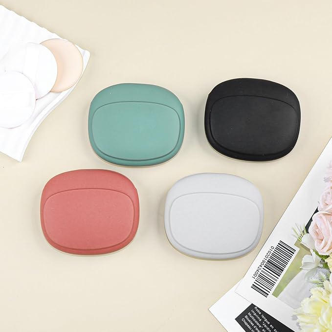Silicone Cotton Round Holder Cosmetic Cotton Pad Holder Multiple Colors Portable Travel and Sealed Suitable for Makeup Remover Balls 4 Pack (Green Gray Red Black)