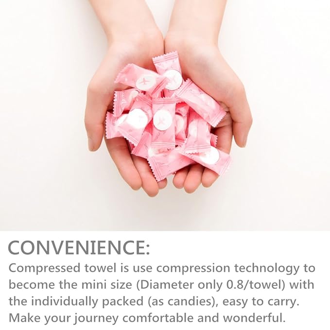 VanFn Disposable Mini Compressed Towel, 100 Count, Pure Cotton Material, Skin-Friendly, Portable, Easy to Use, Ideal for Travel, Home, Outdoor Activities