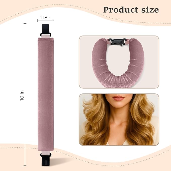 Heatless Hair Curler Set – 4PCS Velvet Overnight Blowout Rods for Heatless Curls, Jumbo Flexible Curling Rods to Sleep In, No Heat Curling Tools for Natural Waves and Curls Rose Pink