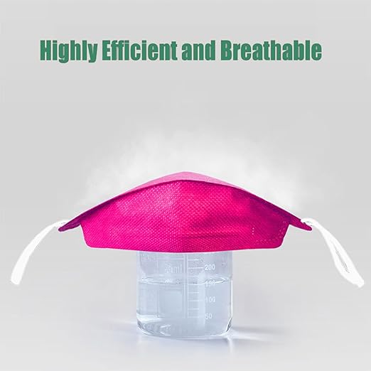 akgk KN95 Face Masks 50 Pack, 5-Ply Disposable Hot Pink Face Mask Against PM 2.5 Smoke and Dust