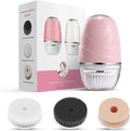 Facial Cleansing Brush, Mini Electric Face Scrubber, Waterproof Face Exfoliator Brush for Deep Cleansing, Portable Face Wash Brush for Travel, Easy to Carry, with 3 Brushheads for Women Mom Men