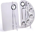Stainless Steel Metal Makeup Palette with Spatula Artist Tool for Mixing Foundation Nail-Art, Cosmetic Makeup Palette, Makeup Plate, 6×4"/Silver/2pcs