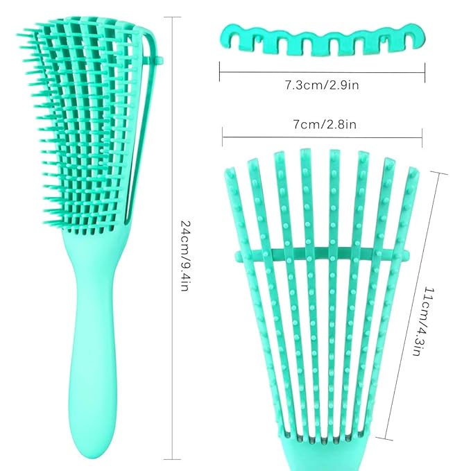 Hair Brush for Afro American/African Textured 3a to 4c Hair, Detangling Brush for Women's Knots, Wet/Dry/Oil/Thick/Long Hair, 4 pcs (Black+3 pcs)