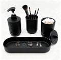 LGURT-4-piece Bathroom Accessories Set, with Toothbrush Holder, Lotion soap Dispenser, Qtip Holder Dispenser and Vanity Tray, Bathroom Counter top Vanity (Matte Black)