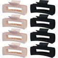 8 Pcs Large Hair Claw Clips 4.1 Inch Non-slip Big Square Matte Hair Claws for Women, Strong Hold Banana Clip for Thick Thin Hair(White/Black)