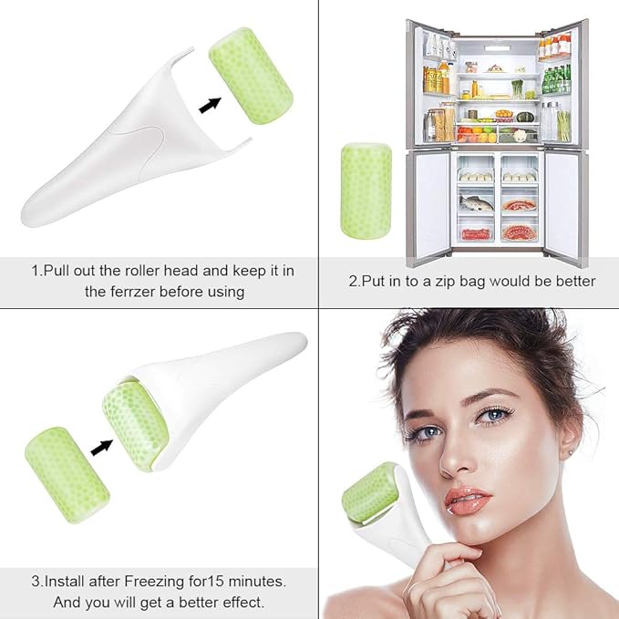Ice Roller for Face & Eye Puffiness Migraine Relief, Ice Face Rollers for Women Facial Massager, Minor Injury, Headaches Relief, Anti Wrinkle Skin Care Product