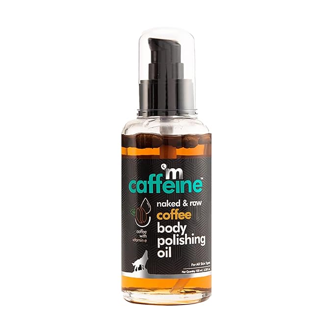 mCaffeine Coffee Body Polishing Oil (100ml) for Reducing Stretch Marks and Cellulite | With Olive and Vitamin E for a Soft and Moisturized Skin | Natural and Vegan for Daily-Use