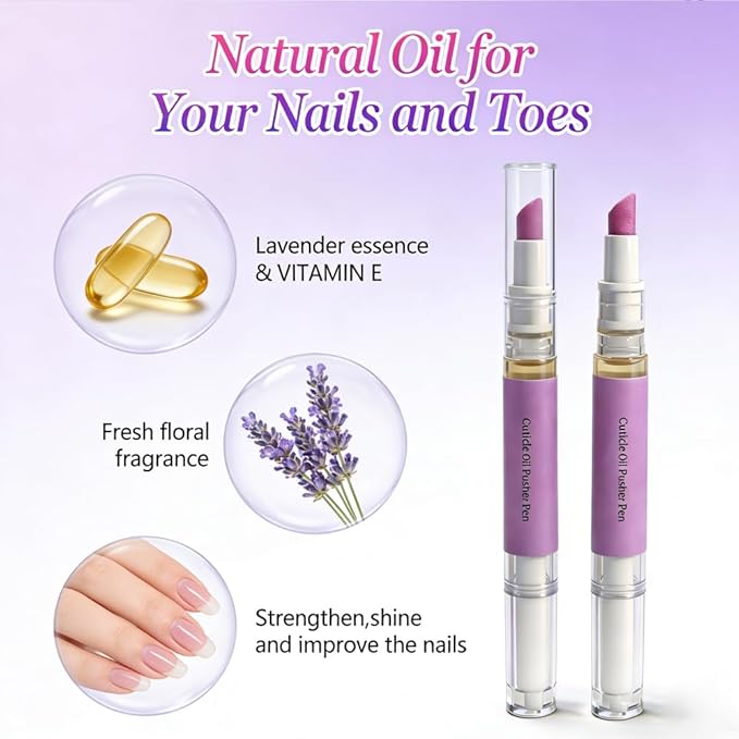 SAM SUGAR Cuticle Oil Pusher Pen Ceramic Cuticle Oil Cuticle Pusher 2 in 1 Nail Care pen for Dry Damaged Nails（3pcs）
