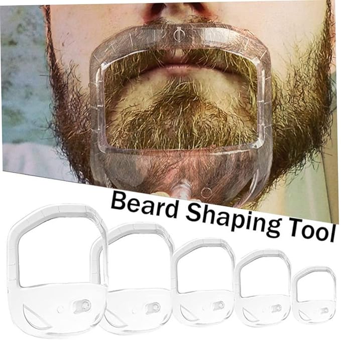 5PCS Transparent Beard Shaper Styling Tool Different Sizes Facial Hair Trimming Guide Grooming Shaper Hair Lineup Tool For Man|Beard comb
