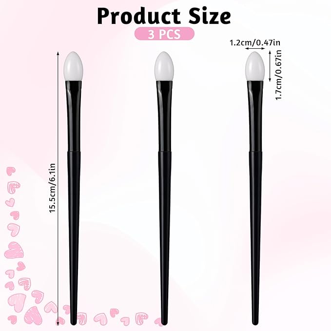 Silicone Eyeshadow Brush, Makeup Applicator Lip Mask Makeup Brushes Silica gel Makeup Eyebrow Lipstick Brushes Lip Mask Makeup Brushes for Liquid Eye Shadow Applying Cream(3Pcs)