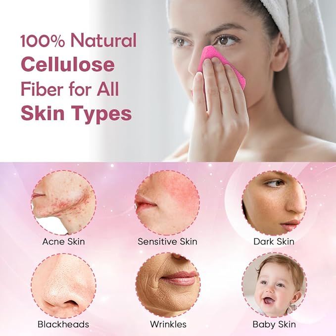 AIDEA Compressed Facial Sponges Pink, 96Count, Disposable Face Sponges, 100% Natural Cellulose Cosmetic Spa Sponge for Facial Cleansing, Exfoliating Mask, Makeup Removal