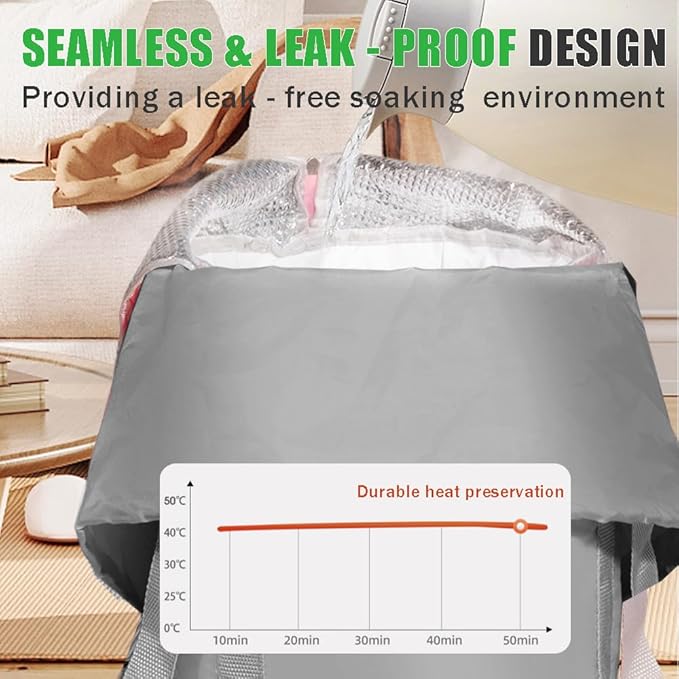 Collapsible Bucket for Soaking Feet,Portable Travel Foot Bath Tub,Fully Wrapped Knee Fumigation Foot Soaking Bath Basin,Foot Spa Bag for Outdoor Travel Camping Fishing (Pink)