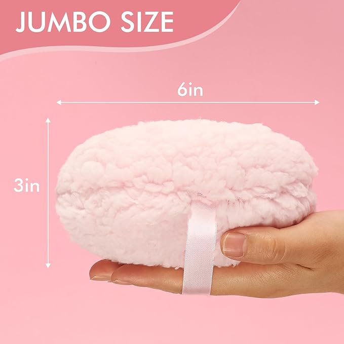 WSYUB Powder Puff,Powder Puffs for Body Powder, Oversize（6’’ x3’’ Body Powder Puffs,Extra-Large Dust Puff