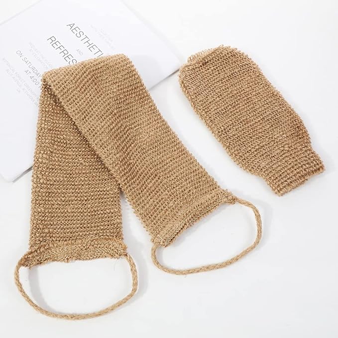 Jute Back Wash Strap, Hemp Back Scrubber Double Sided Natural Exfoliating Hemp Gloves Massage Strap Body Towel Brush Shower Exfoliating Belt for Back Bath Deep Clean Invigorate Your Skin