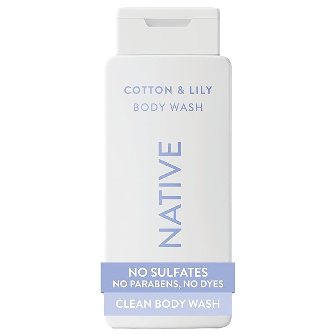 Native Body Wash Contains Naturally Derived Ingredients | For Women & Men, Sulfate, Paraben, & Dye Free Leaving Skin Soft and Hydrating | Cotton & Lily 18 oz