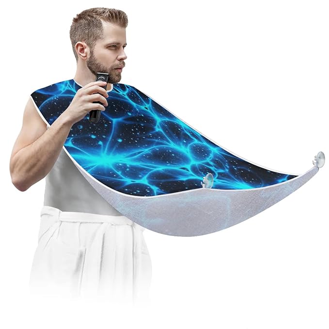 Lightning Bolt Beard Bib Apron,Beard Hair Catcher,Non-Stick Beard Shave Cape,Shaving Trimming Non-Stick Waterproof Grooming Gifts for Dad Men Him Boyfriend