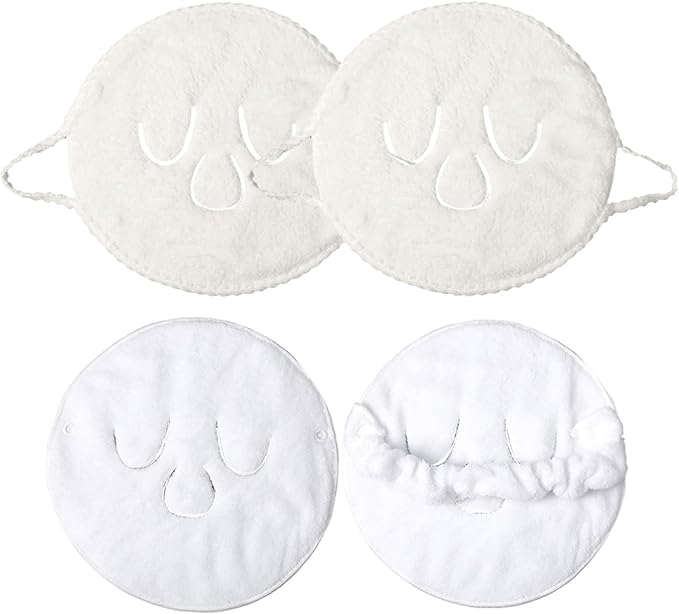 Face Steaming Towel 4 Pack Reusable Facial Steamer Spa Towel 2 in 1 Cold Hot Compress Towels Cotton Face Mask with Headband Beauty Skin Care Spa Towels for Women Girls Beauty Salons Home