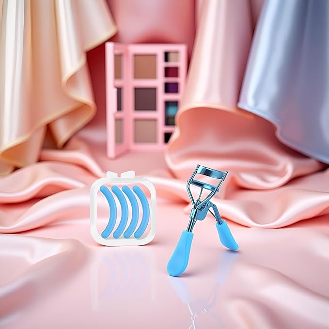 Blue Eyelash Curlers for Women Eyelash Curler with 4 Replacement Refill Pads Lash Curler Premium Quality Eye Lash Curler Makeup Eyelashes Tool to Curl and Lifted Lashes Eye