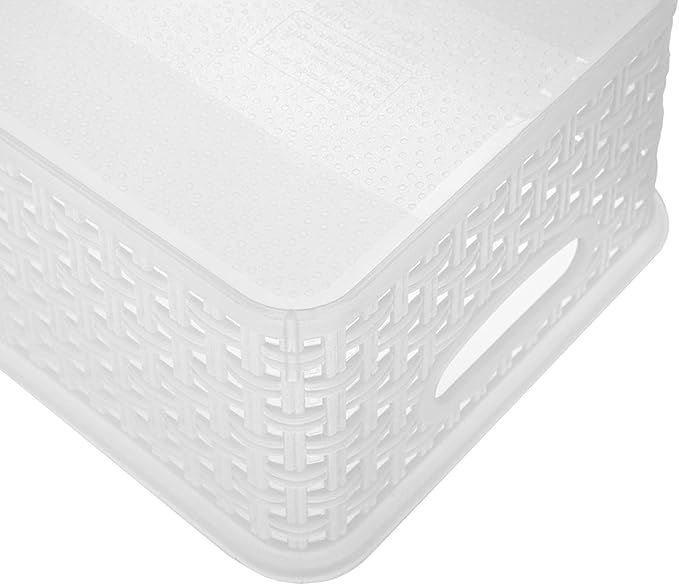 Clear Plastic Woven Storage Basket, 6-Pack Weave Basket Organizer for Kitchen Offices Bathrooms
