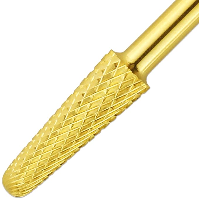 USA PANA Professional 3/32" Shank Size - Cone Shape Carbide Bit - Nail Drill Bit for Manicure Pedicure Tools Dremel Machine - Gold, Silver (Medium, Gold)
