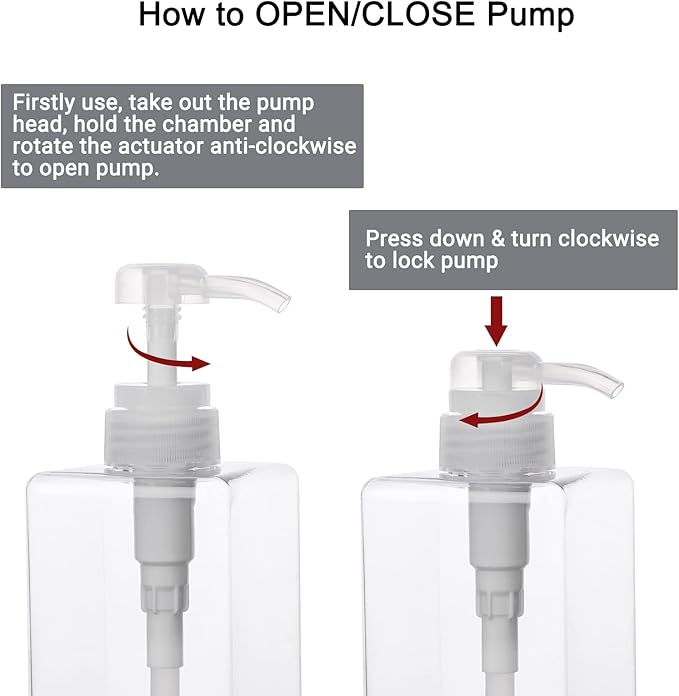 Suream 450ml/15oz Shampoo and Conditioner Dispenser, 3Pack Clear Empty Pump Bottles Reusable Refillable for Shower Gel, Conditioner, Lotion, Massa